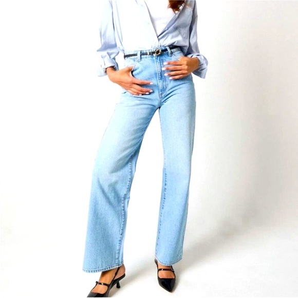 Rollas Heidi High Rise Loose Fit Wide Leg Straight Jeans Light Wash Womens Sz 30 - Picture 1 of 16